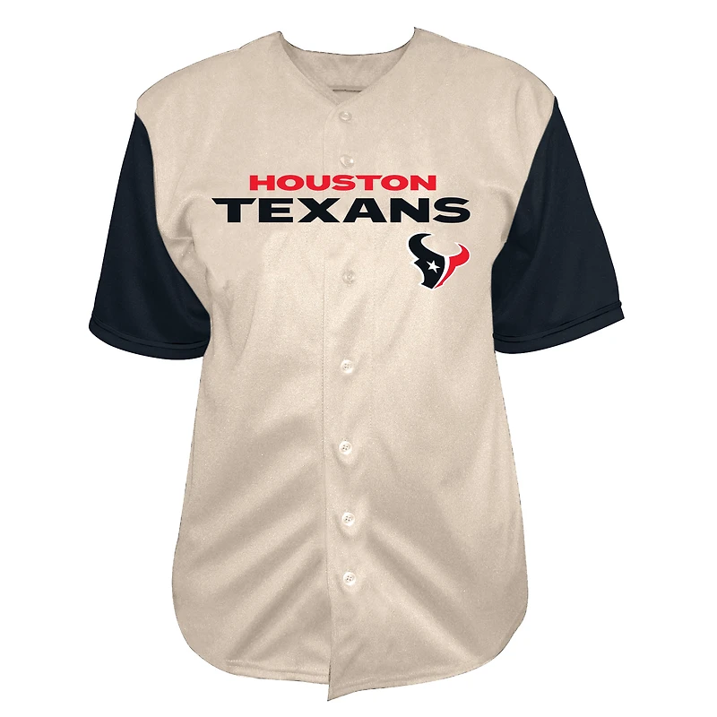 Men's Fanatics C.J. Stroud Cream Houston Texans Big & Tall Baseball Button-Up Shirt