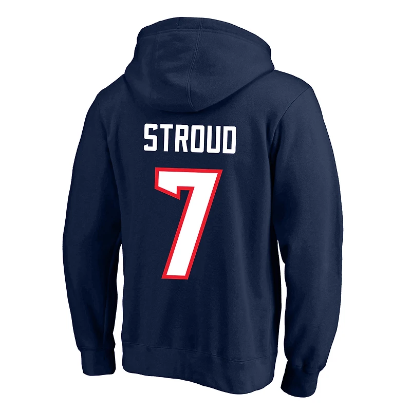 Sweat à capuche polaire Fanatics C.J. Stroud bleu marine Houston Texans pour homme, grandes tailles, avec nom et numéro