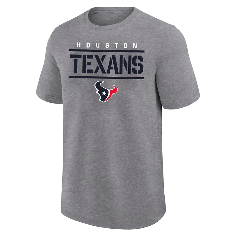 T-shirt Fanatics gris chiné pour homme, taille grande, motif Texans de Houston