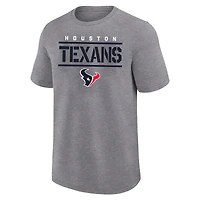 T-shirt Fanatics gris chiné pour homme, taille grande, motif Texans de Houston