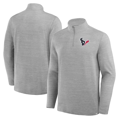 Men's Fanatics Heather Gray Houston Texans Clutch Quarter-Zip Pullover