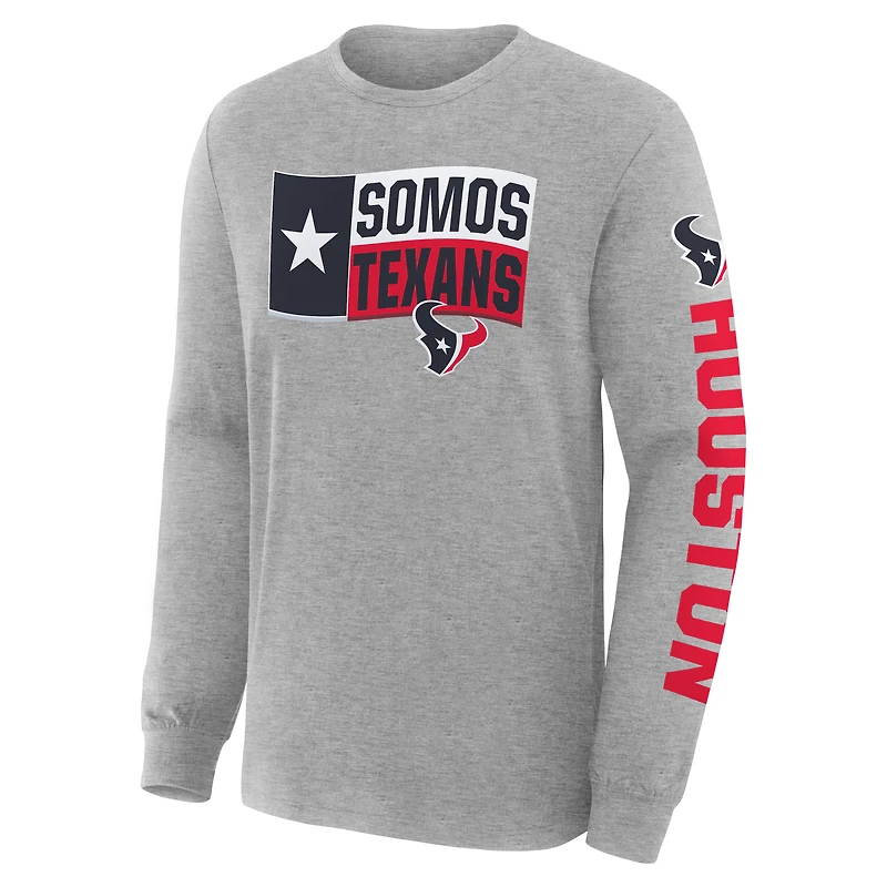 Men's Fanatics Heather Gray Houston Texans Hometown Sweep Legacy Long Sleeve T-Shirt