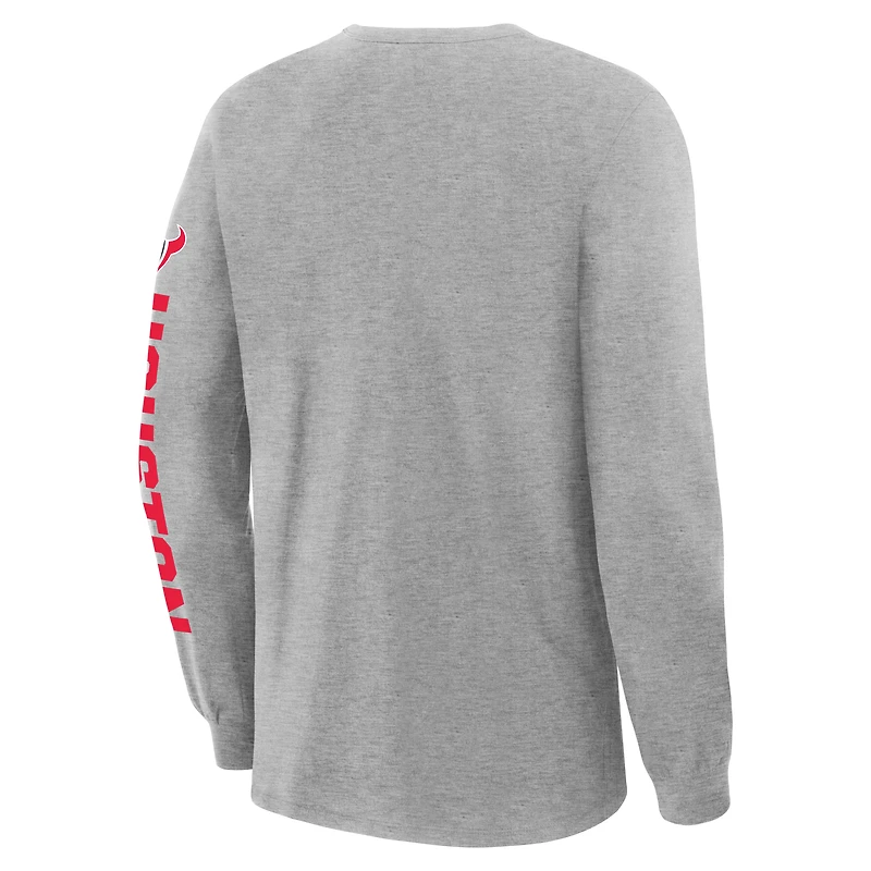 Men's Fanatics Heather Gray Houston Texans Hometown Sweep Legacy Long Sleeve T-Shirt