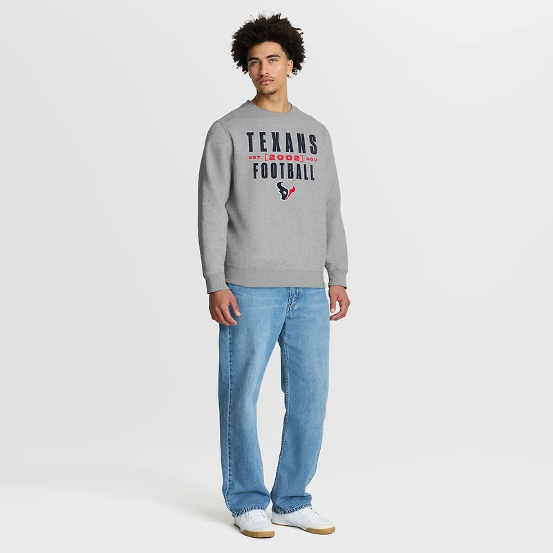 Men's Fanatics Heather Gray Houston Texans Powerful Throw Legacy Pullover Sweatshirt