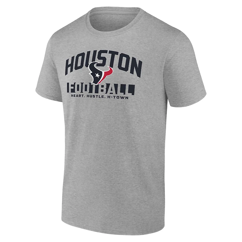 T-shirt gris chiné Fanatics pour homme avec blocage d'écran des Texans de Houston
