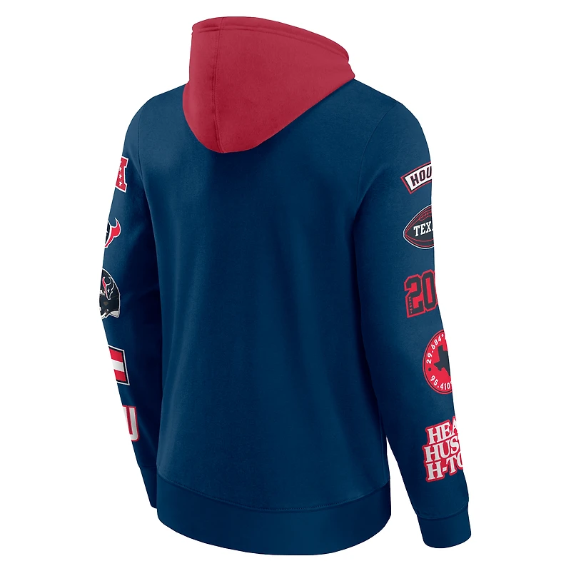 Sweat à capuche patchs Fanatics Navy/Cardinal Houston Texans pour hommes