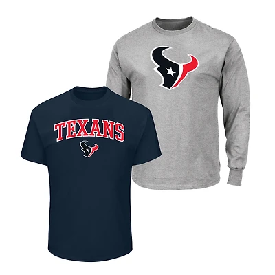 Men's Fanatics  Navy/Heather Gray Houston Texans Big & Tall 2-Pack T-Shirt Set