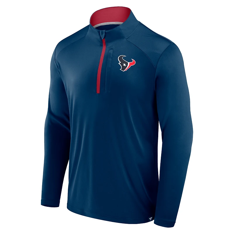 Men's Fanatics Navy Houston Texans Defender Long Sleeve Quarter-Zip Jacket