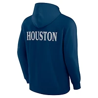 Men's Fanatics Navy Houston Texans Elements Blaze Tri-Blend Long Sleeve Hoodie T-Shirt
