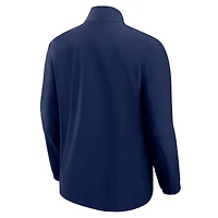 Pull Fanatics bleu marine pour homme, modèle Front Office Micro ton sur ton, avec fermeture éclair quart de tour, des Houston Texans