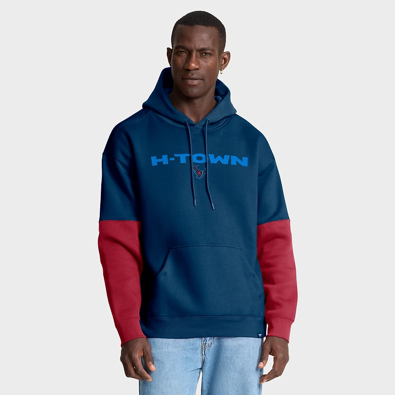 Sweat à capuche bleu marine Fanatics pour homme, motif casque des Houston Texans