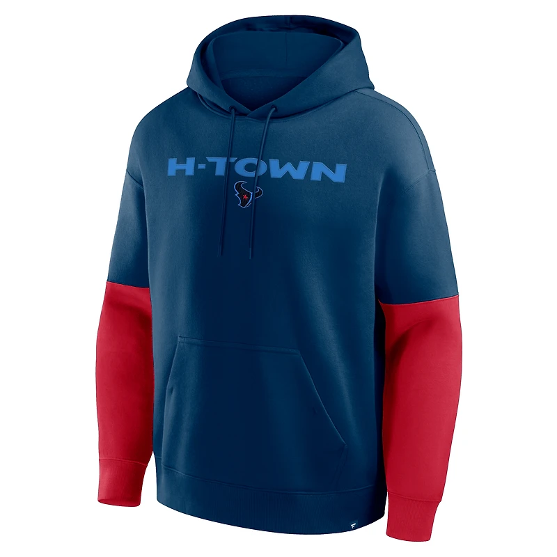 Sweat à capuche bleu marine Fanatics pour homme, motif casque des Houston Texans