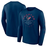 T-shirt à manches longues Fanatics Navy Houston Texans Stat Sheet pour hommes