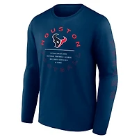 T-shirt à manches longues Fanatics Navy Houston Texans Stat Sheet pour hommes