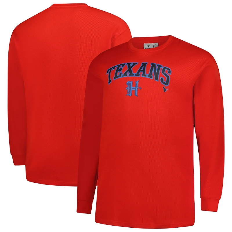T-shirt thermique à manches longues rétro rouge Fanatics pour homme, motif Houston Texans, taille grande et