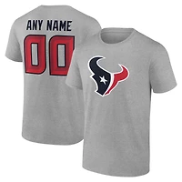 Men's Gray Houston Texans Team Authentic Personalized Name & Number T-Shirt