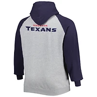 Veste à capuche raglan en molleton pour homme gris chiné Houston Texans Big & Tall