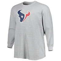 T-shirt thermique à manches longues en tricot gaufré Houston Texans Big & Tall pour homme, gris chiné