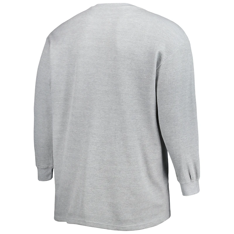 T-shirt thermique à manches longues en tricot gaufré Houston Texans Big & Tall pour homme, gris chiné