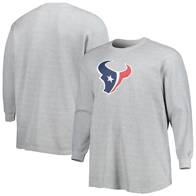 T-shirt thermique à manches longues en tricot gaufré Houston Texans Big & Tall pour homme, gris chiné