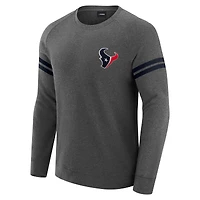 Sweat-shirt à manches longues raglan tri-blend gris chiné foncé J. Palmer pour homme, Houston Texans Players Lounge