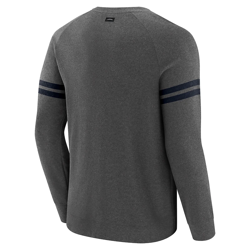 Sweat-shirt à manches longues raglan tri-blend gris chiné foncé J. Palmer pour homme, Houston Texans Players Lounge