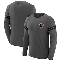 Sweat-shirt à manches longues raglan tri-blend gris chiné foncé J. Palmer pour homme, Houston Texans Players Lounge