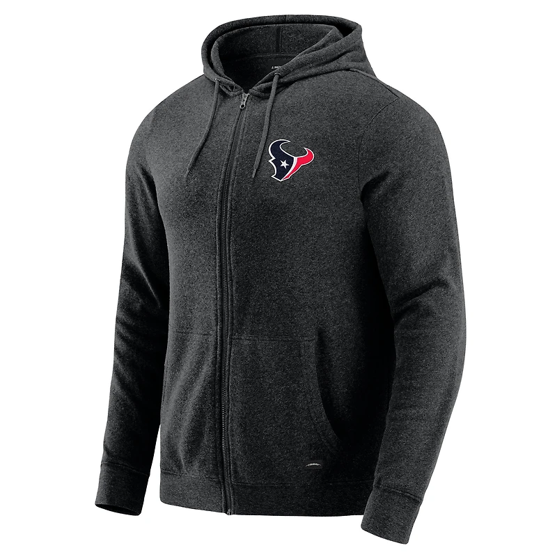 Sweat à capuche zippé tri-blend gris chiné foncé J. Palmer pour homme des Houston Texans Players Lounge