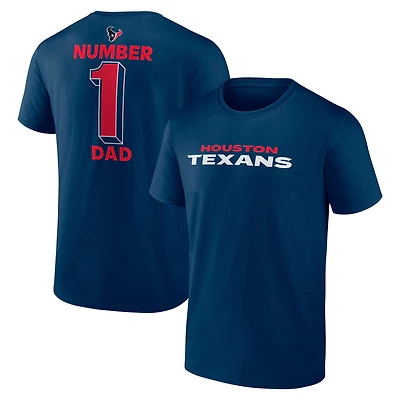 Men's Logo Athletic Navy Houston Texans #1 Dad Jersey T-Shirt