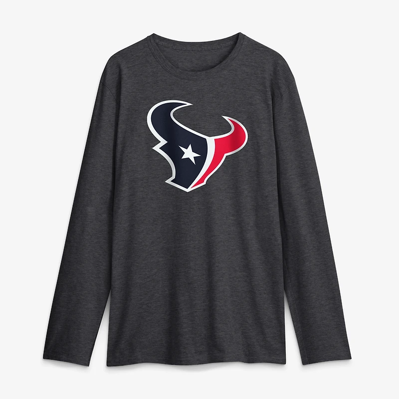 Men's Logo Athletic Charcoal Houston Texans Primary Long Sleeve T-Shirt