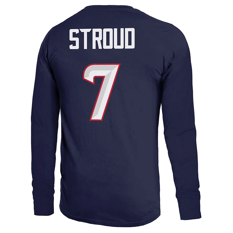 Men's Majestic Threads C.J. Stroud Navy Houston Texans Name & Number Non-Distressed Long Sleeve T-Shirt
