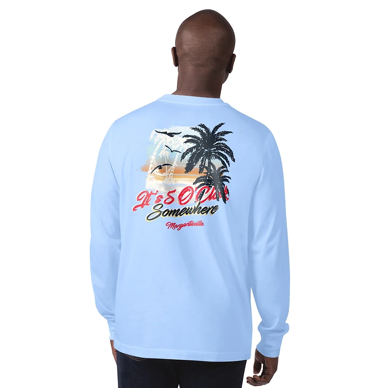 Men's Margaritaville Light Blue Houston Texans It's Five O'Clock Somewhere Long Sleeve T-Shirt