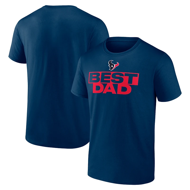 T-shirt homme bleu marine Houston Texans « Meilleur papa » pour la fête des pères