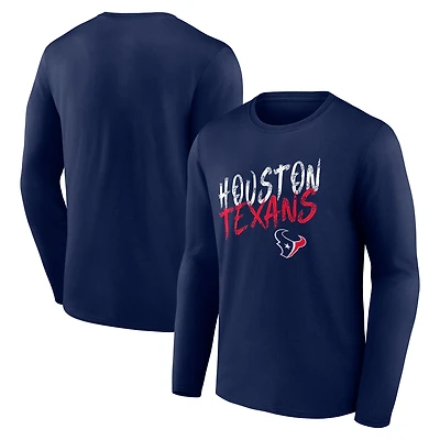 T-shirt à manches longues Houston Texans Hustle bleu marine pour homme