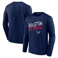 Men's Navy Houston Texans Hustle Long Sleeve T-Shirt