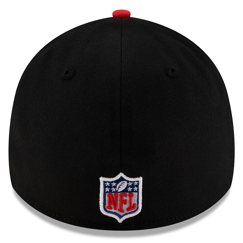 Casquette New Era 39THIRTY Flex noire/rouge pour homme des Houston Texans, draft NFL 2025