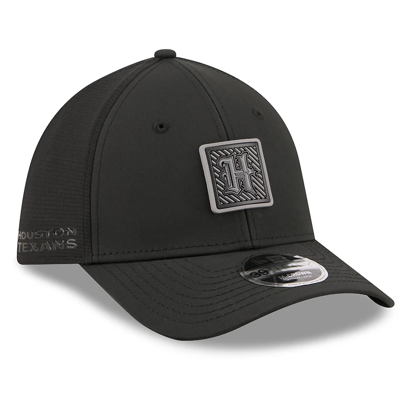 Casquette New Era noire pour homme, Houston Texans, camp d'entraînement NFL 2026, modèle 39THIRTY Flex