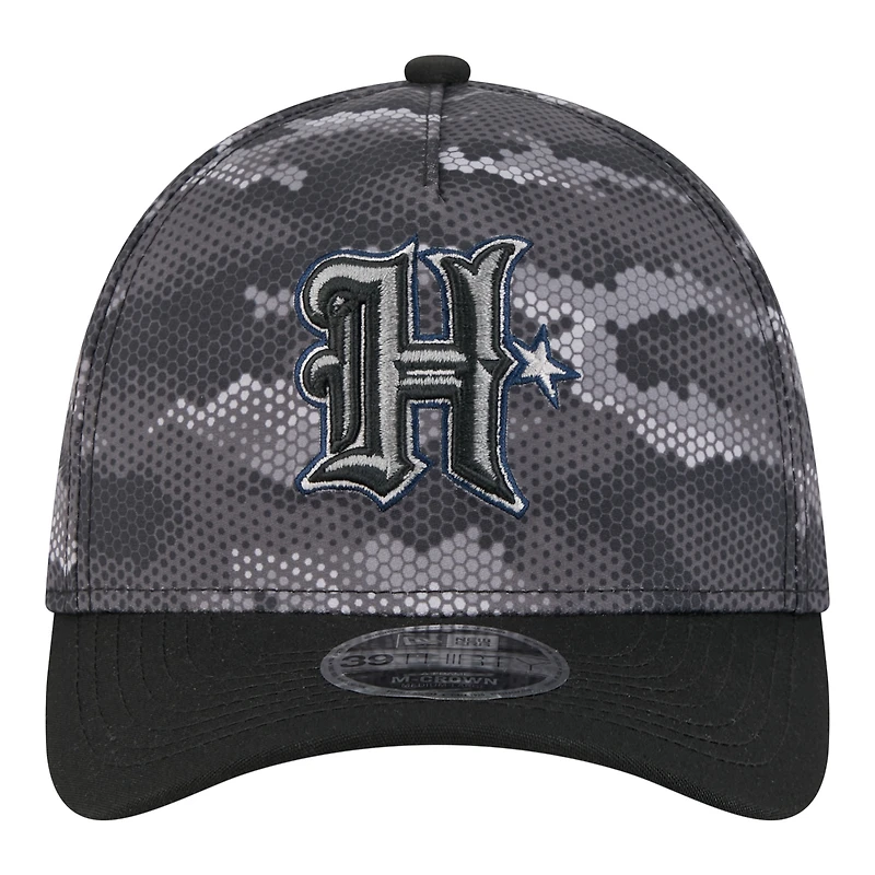 Casquette New Era Flex noire pour homme, motif camouflage Houston Texans, modèle A-Frame 39THIRTY