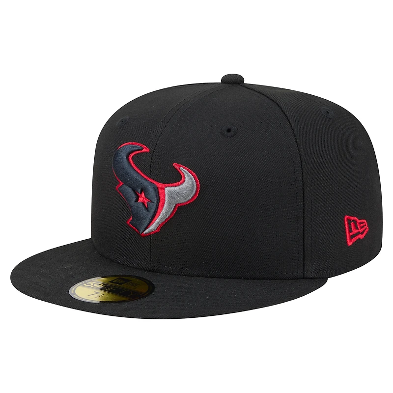 Men's New Era Black Houston Texans Color Pop 59FIFTY Fitted Hat