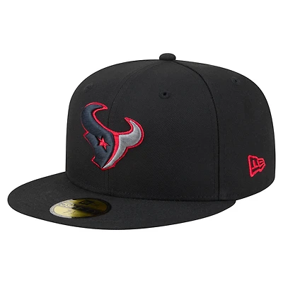 Men's New Era Black Houston Texans Color Pop 59FIFTY Fitted Hat