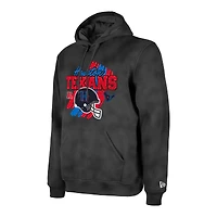 Men's New Era Black Houston Texans Identity Helmet Enzyme Washed Pullover Hoodie