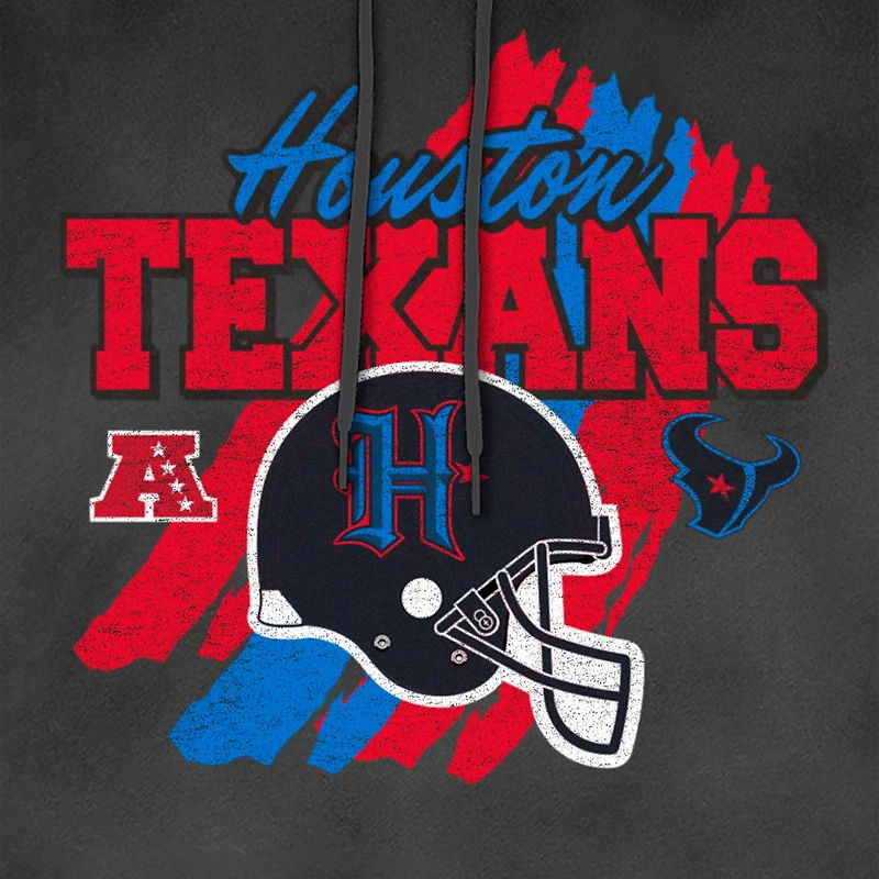 Sweat à capuche délavé aux enzymes Houston Texans Identity Helmet pour homme New Era noir