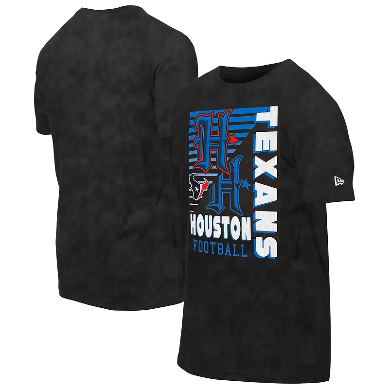 T-shirt délavé enzymatique noir avec logo des Houston Texans de New Era pour homme