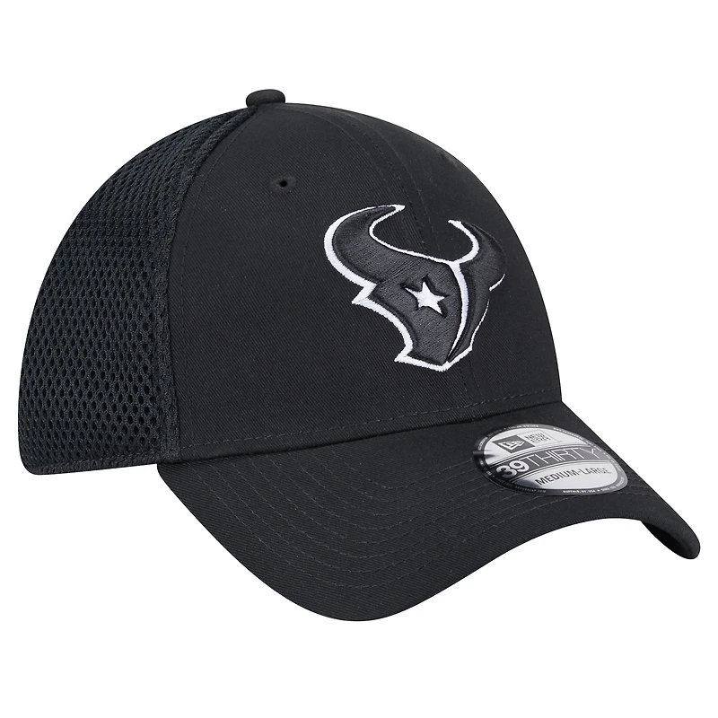 Casquette New Era noire Houston Texans Main Neo 39THIRTY Flex pour homme