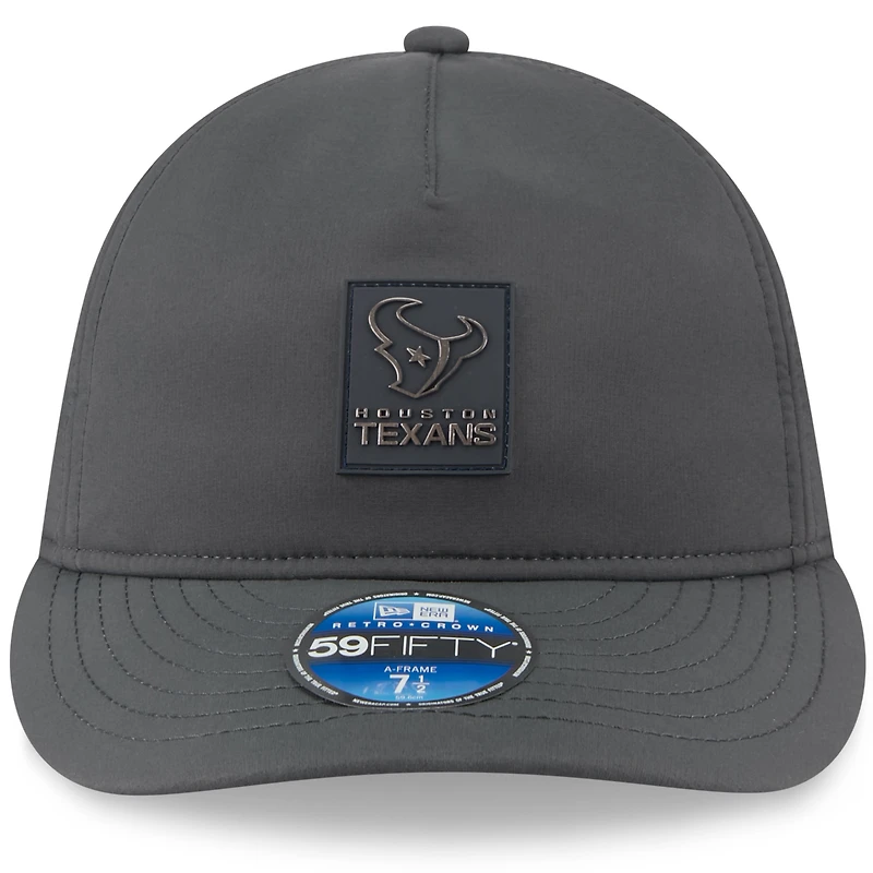 Casquette ajustée New Era 59FIFTY pour homme, couleur charbon, Houston Texans 2025 Sideline Retro Crown