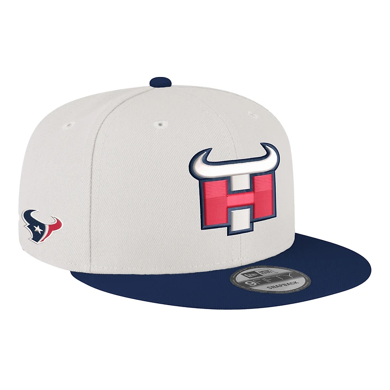 Casquette à visière snapback 9FIFTY City Originals des Houston Texans de New Era pour homme, couleur crème/bleu marine