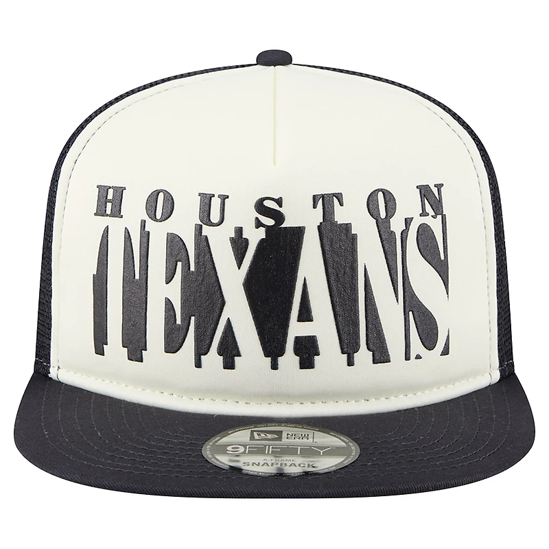 Casquette snapback 9FIFTY à découpes en A New Era pour homme, crème/bleu marine, des Houston Texans