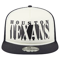 Casquette snapback 9FIFTY à découpes en A New Era pour homme, crème/bleu marine, des Houston Texans
