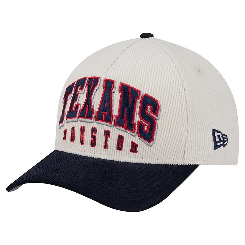 Men's New Era Cream/Navy Houston Texans Two-Tone Sided Corduroy 9FORTY A-Frame Adjustable Hat