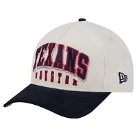 Men's New Era  Cream/Navy Houston Texans  Two-Tone Sided Corduroy 9FORTY A-Frame Adjustable Hat